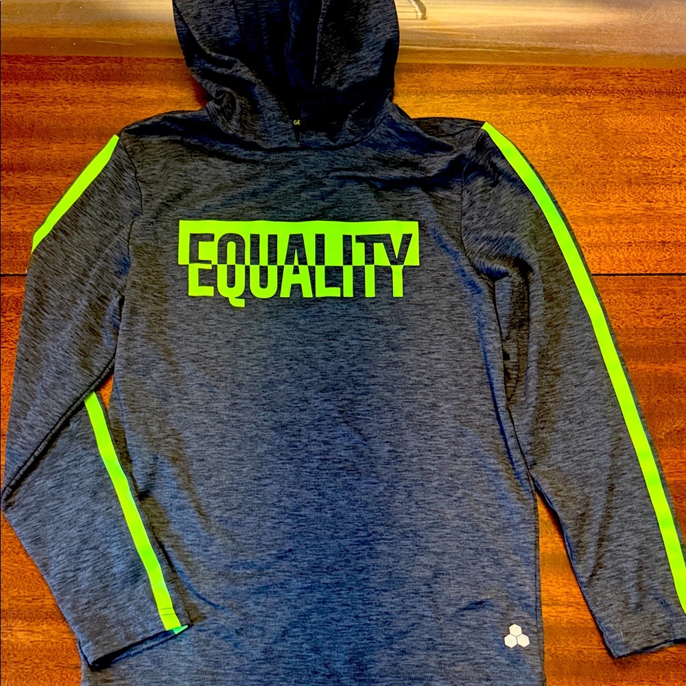 Tek Gear Charcoal Hoodie with Neon Green Graphic